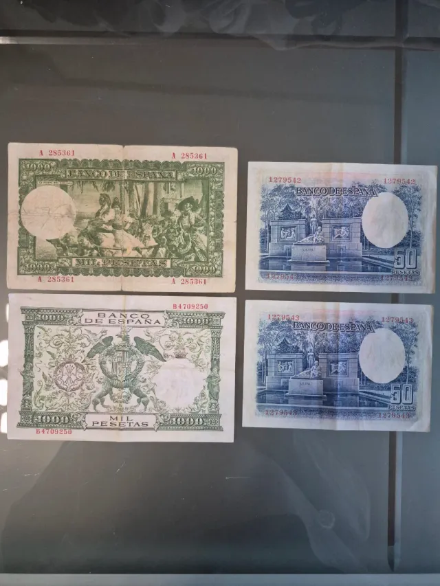 Lote Billetes EBC de España con serie correlativa