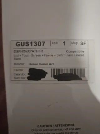 Honor X7a - Display Nero