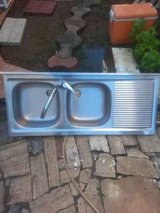 Lavello doppio acciaio inox con gocciolatoio