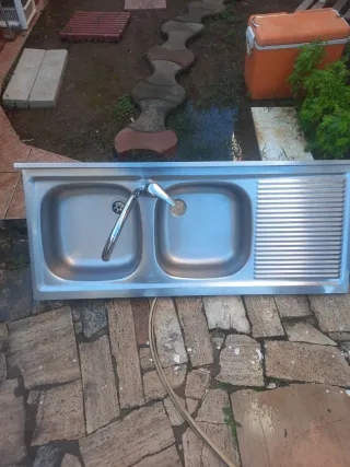 Lavello doppio acciaio inox con gocciolatoio