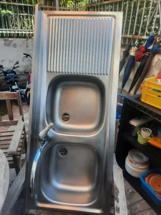 Lavello doppio acciaio inox con gocciolatoio