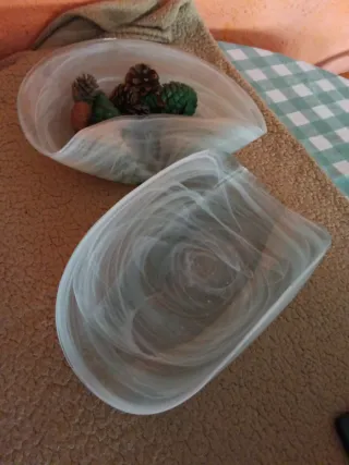 Juego de 2 centros de mesa de vidrio