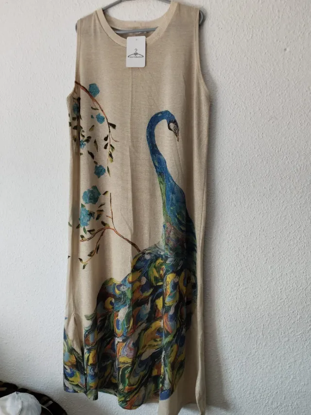 Vestido largo pavo real hasta talla 48