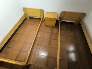 Set habitación: 2 Camas Madera Maciza + Somier