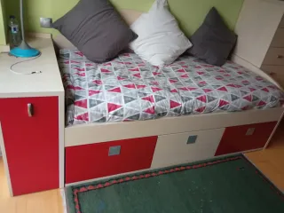 Dormitorio juvenil, cama nido con cajones