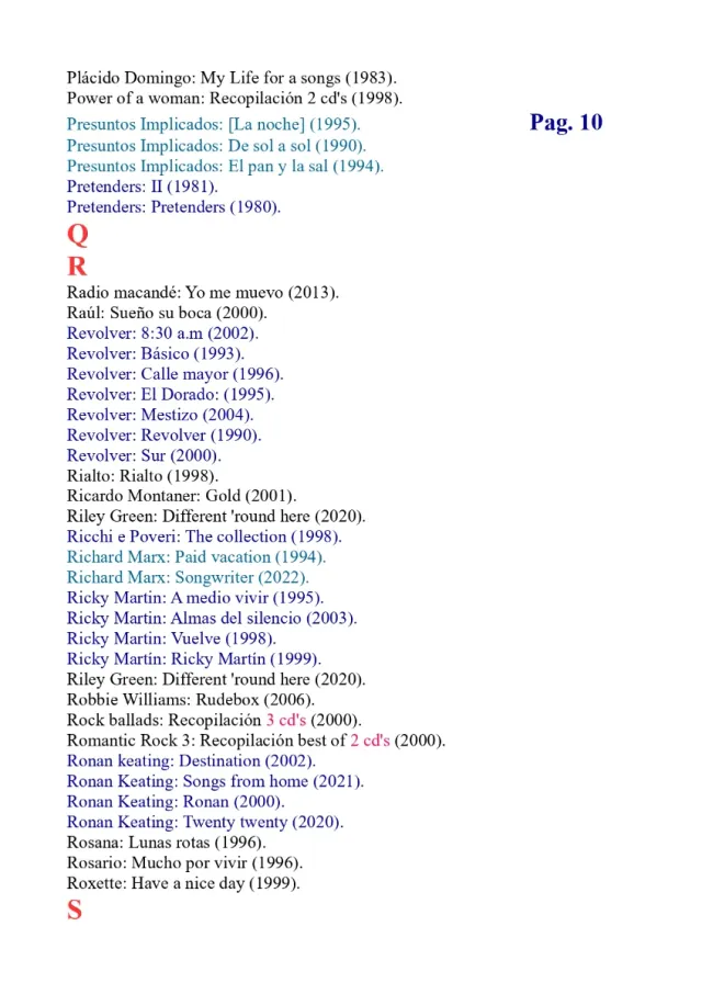 CD'S originales. Más de 600 Títulos. Listado 2.