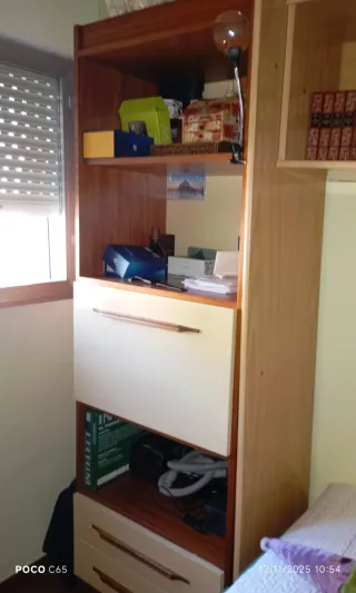 Habitación juvenil puente madera con cama y somier