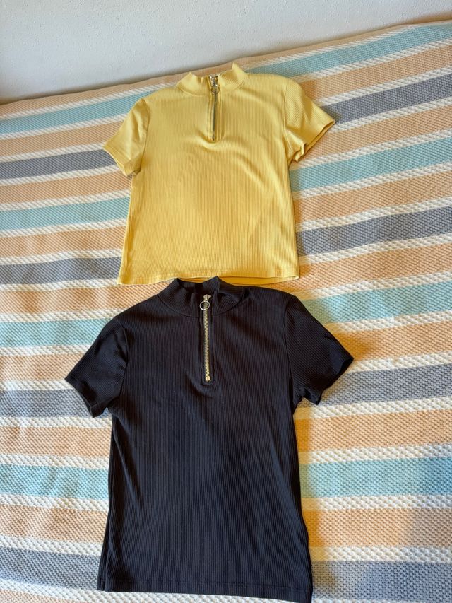 Lote 2 camisetas cuello alto cremallera