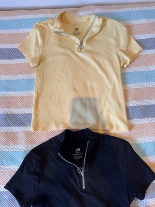 Lote 2 camisetas cuello alto cremallera