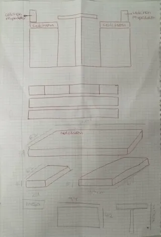 Mueble Cama + Colchón + protectores ventanas