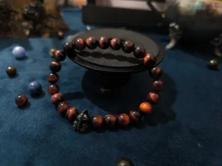 Pulsera Ojo de Tigre Rojo Acero Inoxidable