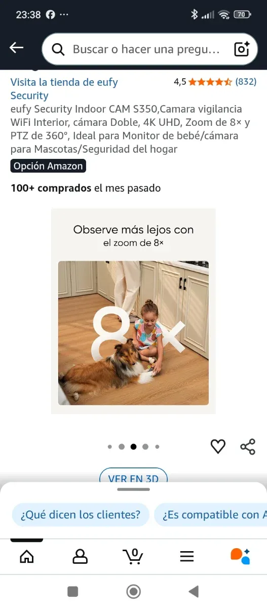 Cámara Vigilancia eufy Indoor CAM S350 4K