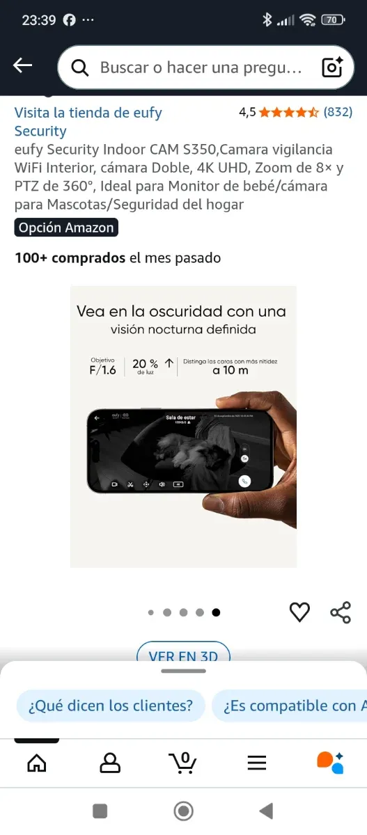 Cámara Vigilancia eufy Indoor CAM S350 4K