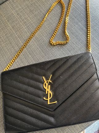 Bolso Saint Laurent Negro Cadena Dorada