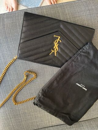 Bolso Saint Laurent Negro Cadena Dorada