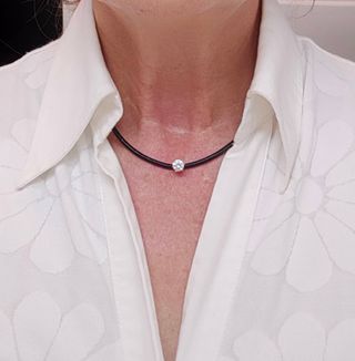 Gargantilla piel con colgante cristal