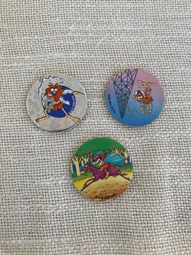 Set 3 Pogs Caps Cartoon 1995 1996