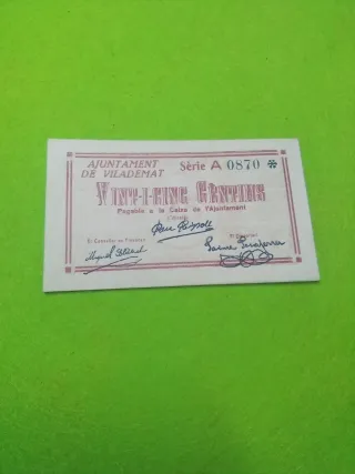 Billete 25 céntimos Vilademat . Girona. Sin circul