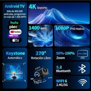 NUEVO Proyector con Android negro