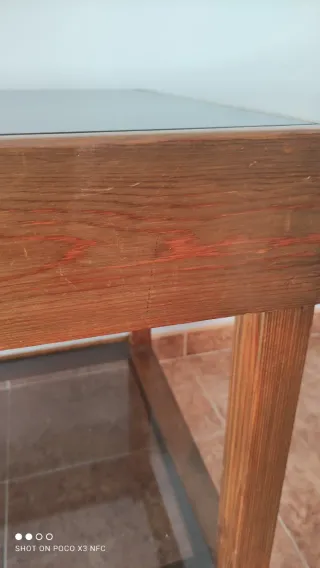 Mesa doble madera y cristal