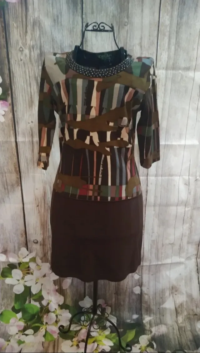 Vestido Sidecar Marrón Multicolor