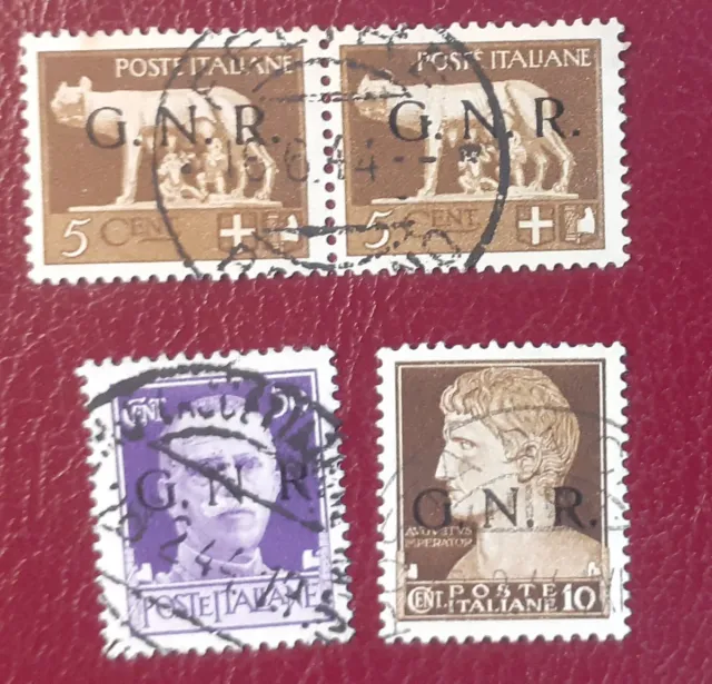 Rep. Sociale Italiana - 7 valori sovrastampati GNR