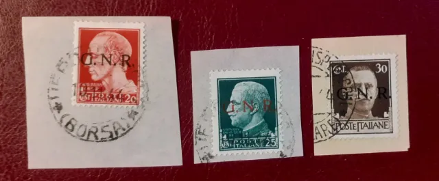 Rep. Sociale Italiana - 7 valori sovrastampati GNR