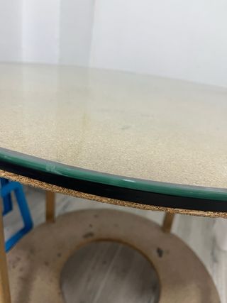 Mesa camilla redonda con cristal