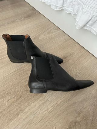 Botines planos piel negros Popa Angela