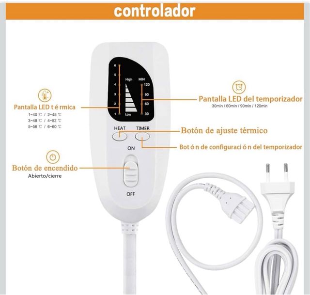 Manta Térmica Eléctrica Gris y Blanca