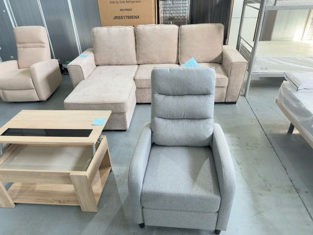 Sofá modular tela beige y gris