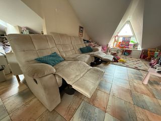 Sofá reclinable 3 plazas beige