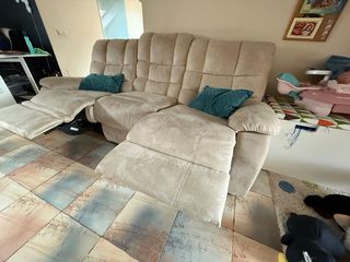 Sofá reclinable 3 plazas beige