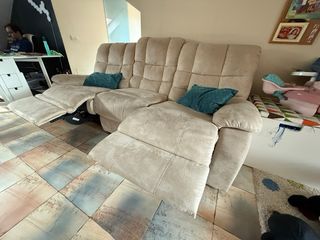 Sofá reclinable 3 plazas beige