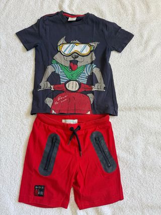 Conjunto Boboli T4 niño camiseta moto