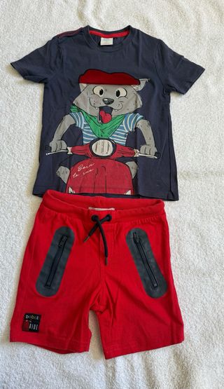 Conjunto Boboli T4 niño camiseta moto