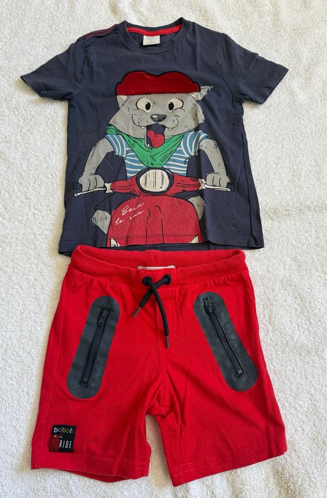 Conjunto Boboli T4 niño camiseta moto