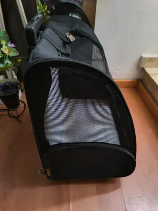 Transportín Perro Carro y Mochila Negro t. Peq-med