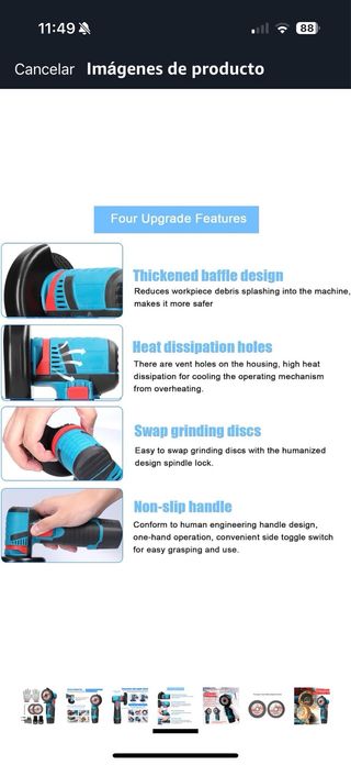 Mini amoladora angular 12V