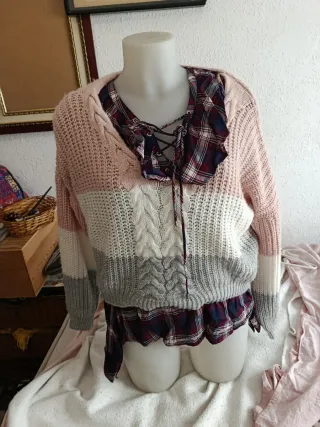 Jersey trenzado tricolor