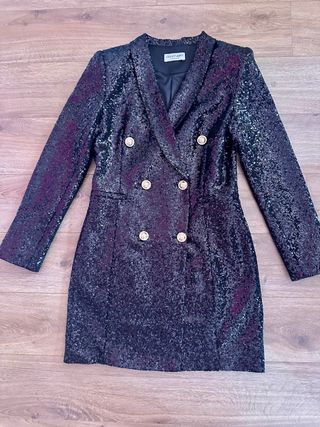 Vestido lentejuelas negro tipo levita