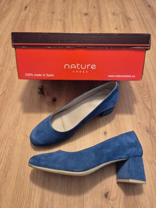 Zapatos salón ante azul Nature 39