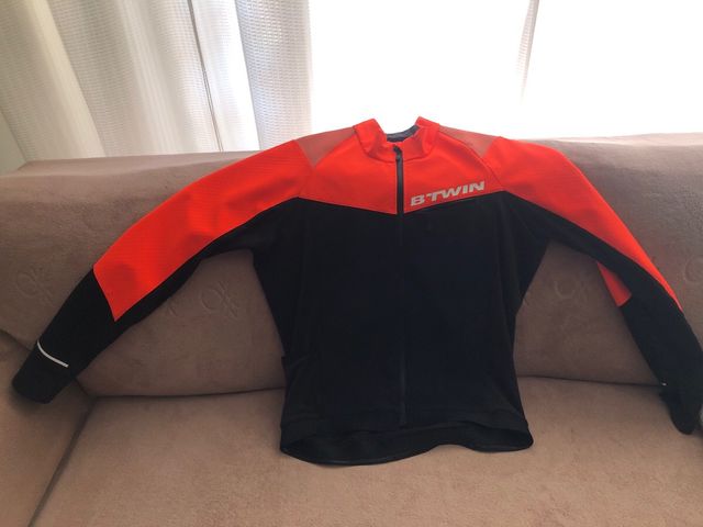 Chaqueta Ciclismo Btwin Naranja/Negra