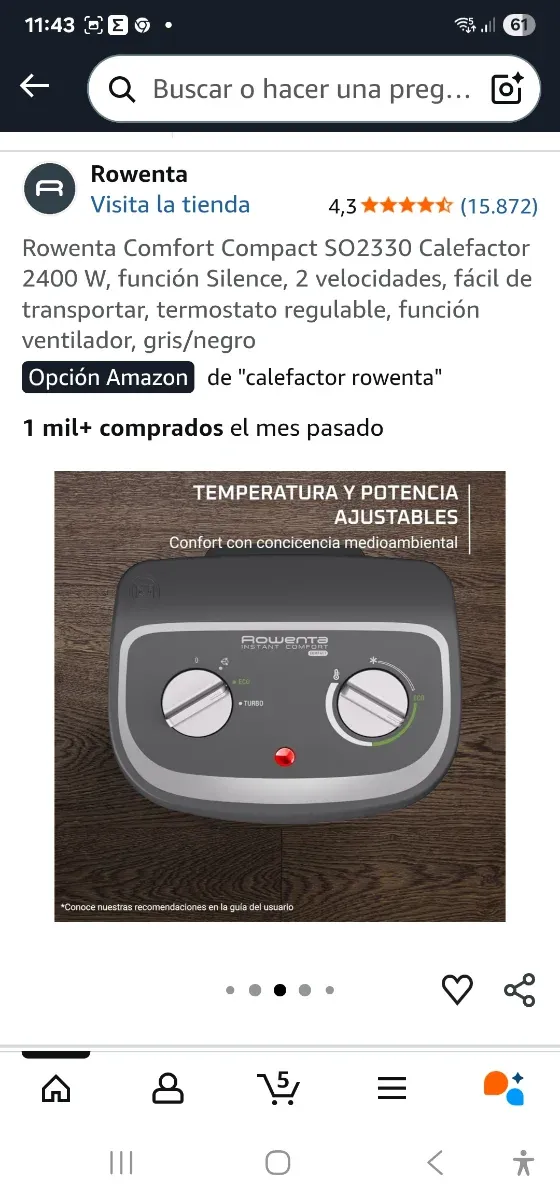 Calefactor Rowenta SO2330 2400W