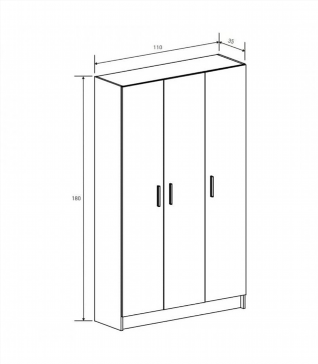 Armario Multiusos Escobero 3 Puertas. Blanco