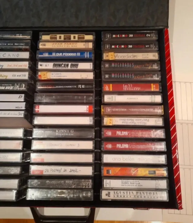 Maletín organizador de casetes rojo