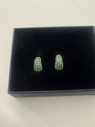 Pendientes Aro Esmeralda Dorados