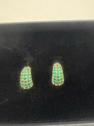 Pendientes Aro Esmeralda Dorados