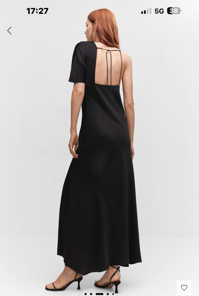 Vestido lencero negro escote asimétrico