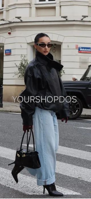 Cazadora efecto piel Zara Talla L